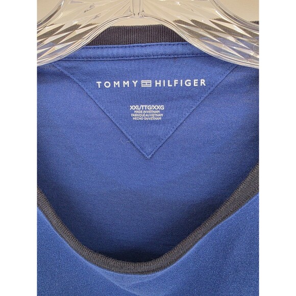 Tommy Hilfiger Men's Blue Embroidered T-Shirt Short Sleeve Flag Logo Size XXL - Picture 2 of 6